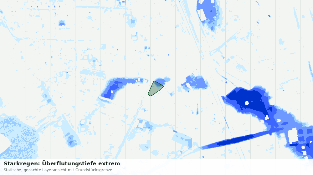 Statische Kartenansicht: Starkregen: Überflutungstiefe extrem