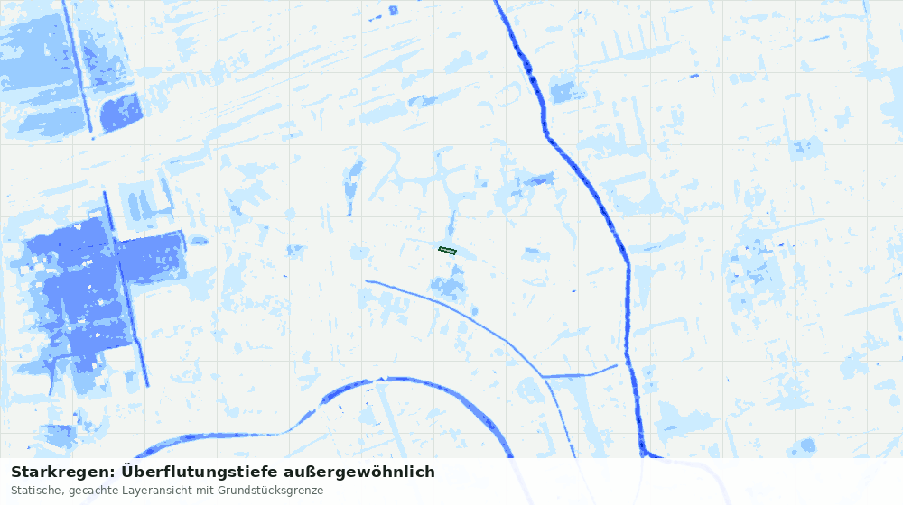 Statische Kartenansicht: Starkregen: Überflutungstiefe außergewöhnlich