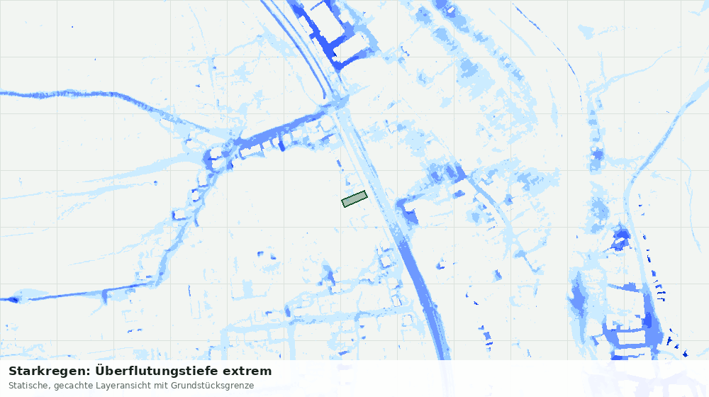 Statische Kartenansicht: Starkregen: Überflutungstiefe extrem