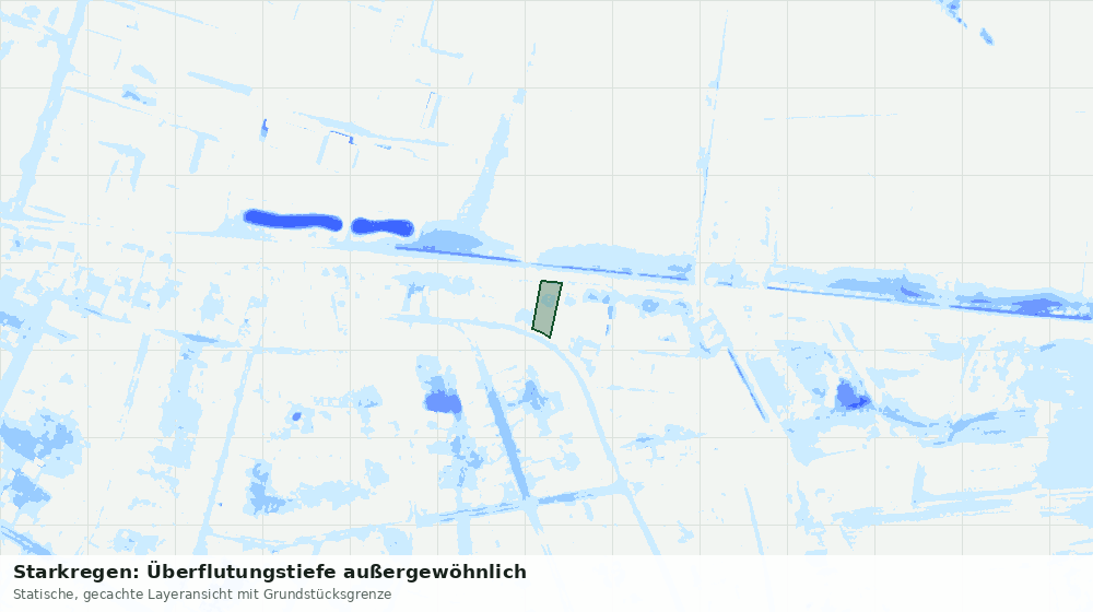 Statische Kartenansicht: Starkregen: Überflutungstiefe außergewöhnlich