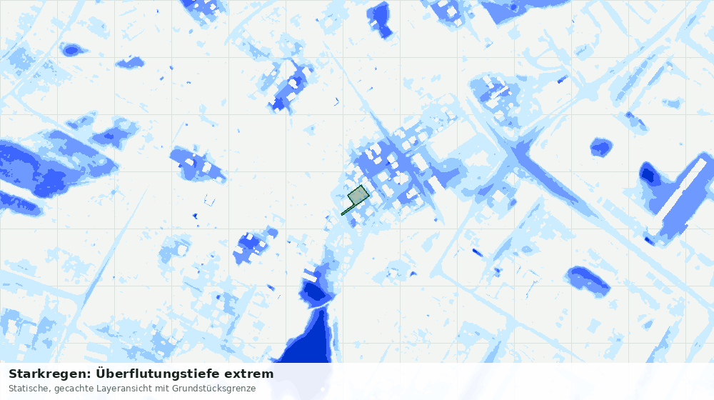 Statische Kartenansicht: Starkregen: Überflutungstiefe extrem