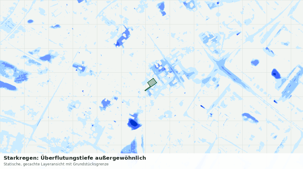 Statische Kartenansicht: Starkregen: Überflutungstiefe außergewöhnlich