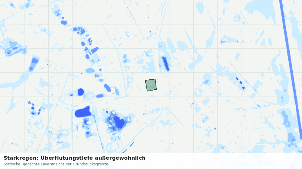 Statische Kartenansicht: Starkregen: Überflutungstiefe außergewöhnlich