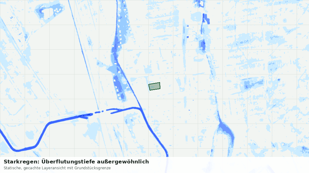 Statische Kartenansicht: Starkregen: Überflutungstiefe außergewöhnlich