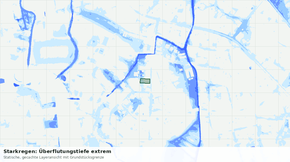 Statische Kartenansicht: Starkregen: Überflutungstiefe extrem