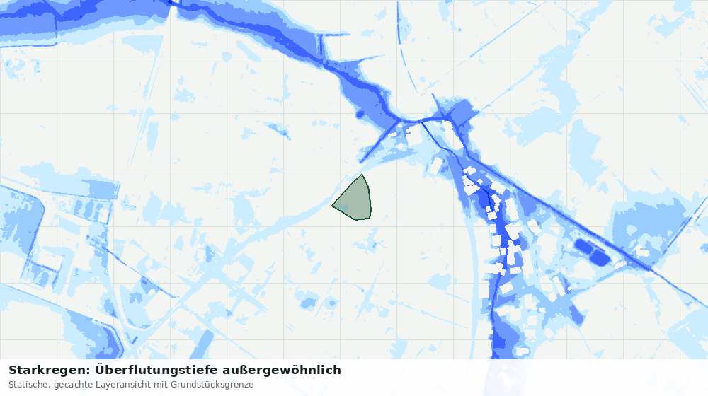 Statische Kartenansicht: Starkregen: Überflutungstiefe außergewöhnlich