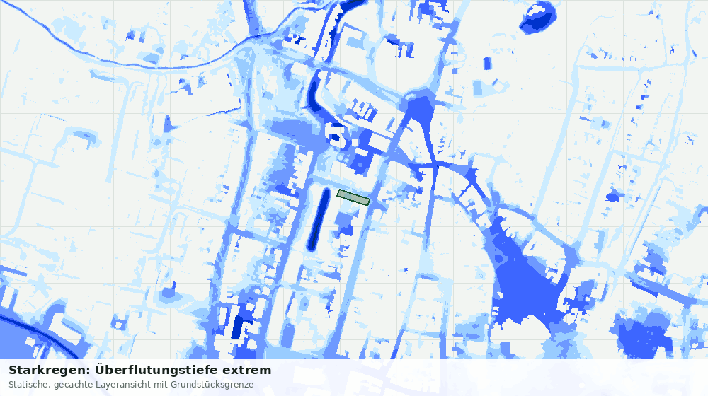 Statische Kartenansicht: Starkregen: Überflutungstiefe extrem