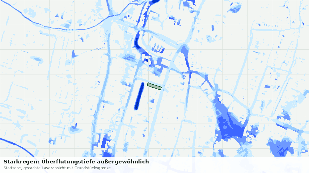 Statische Kartenansicht: Starkregen: Überflutungstiefe außergewöhnlich