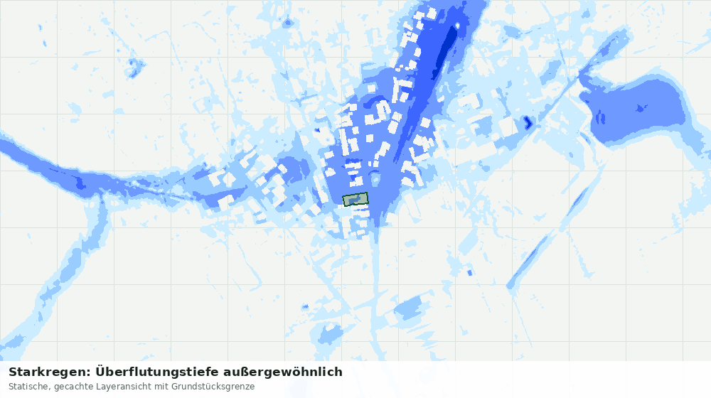 Statische Kartenansicht: Starkregen: Überflutungstiefe außergewöhnlich