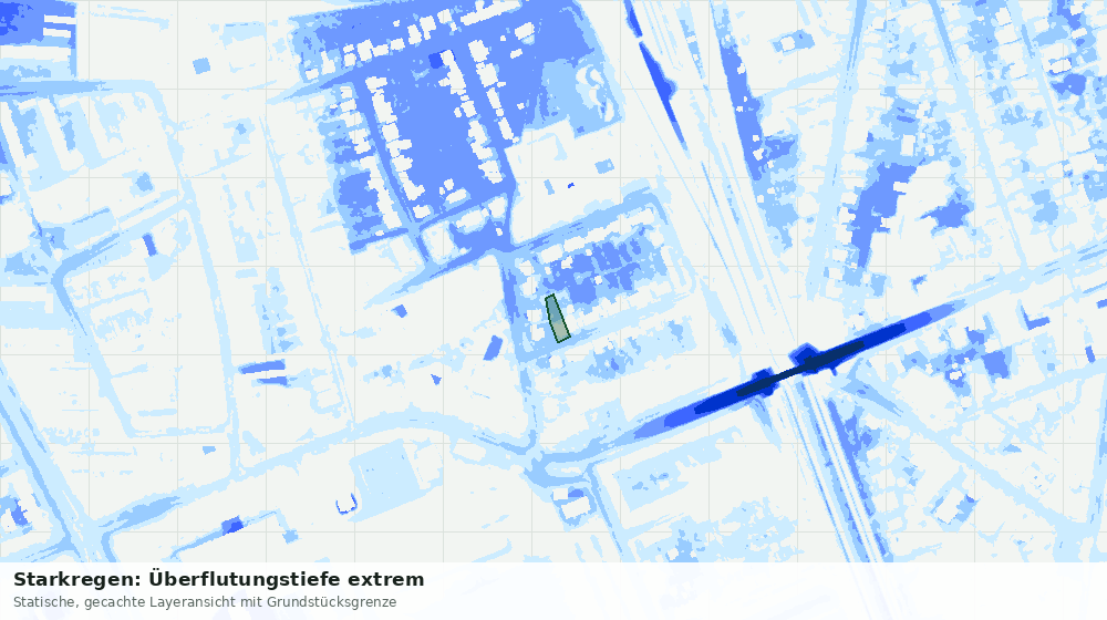 Statische Kartenansicht: Starkregen: Überflutungstiefe extrem