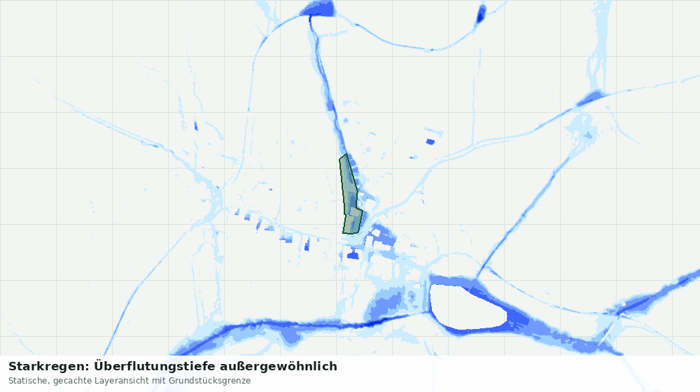 Statische Kartenansicht: Starkregen: Überflutungstiefe außergewöhnlich