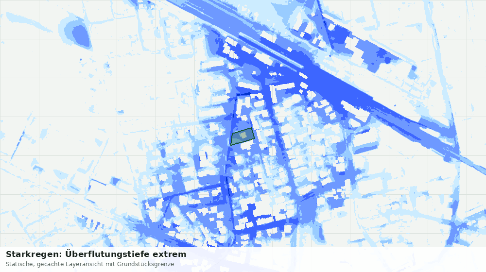 Statische Kartenansicht: Starkregen: Überflutungstiefe extrem