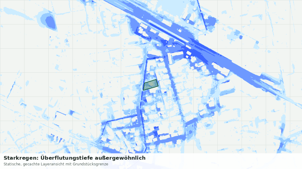 Statische Kartenansicht: Starkregen: Überflutungstiefe außergewöhnlich