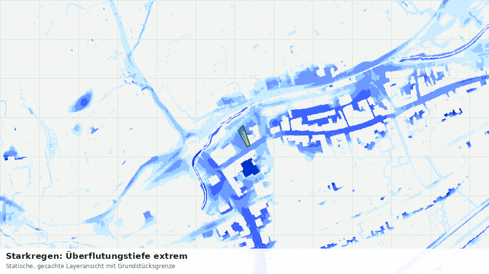 Statische Kartenansicht: Starkregen: Überflutungstiefe extrem