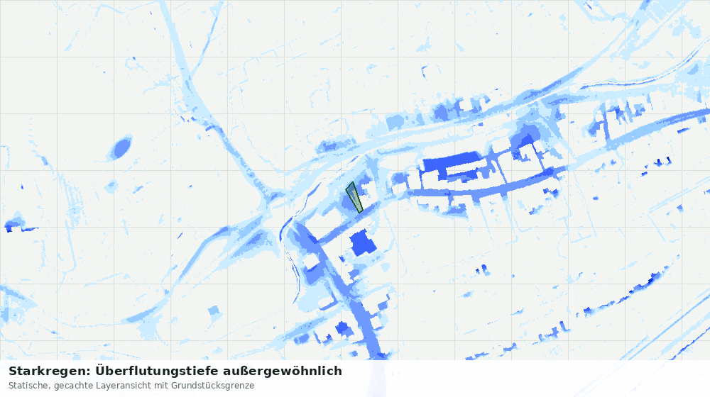 Statische Kartenansicht: Starkregen: Überflutungstiefe außergewöhnlich