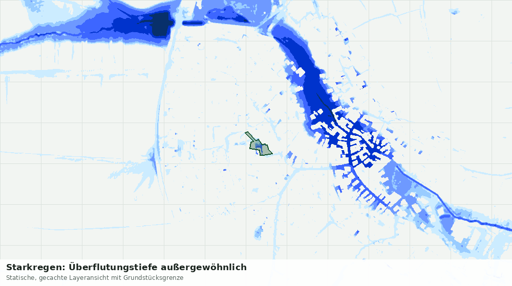 Statische Kartenansicht: Starkregen: Überflutungstiefe außergewöhnlich