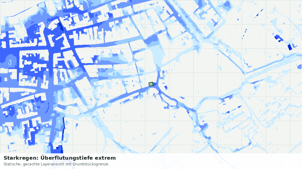 Statische Kartenansicht: Starkregen: Überflutungstiefe extrem