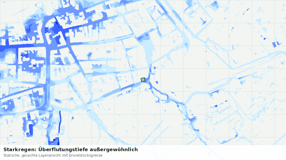Statische Kartenansicht: Starkregen: Überflutungstiefe außergewöhnlich
