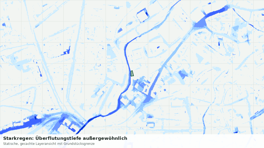 Statische Kartenansicht: Starkregen: Überflutungstiefe außergewöhnlich