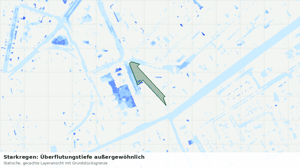 Statische Kartenansicht: Starkregen: Überflutungstiefe außergewöhnlich