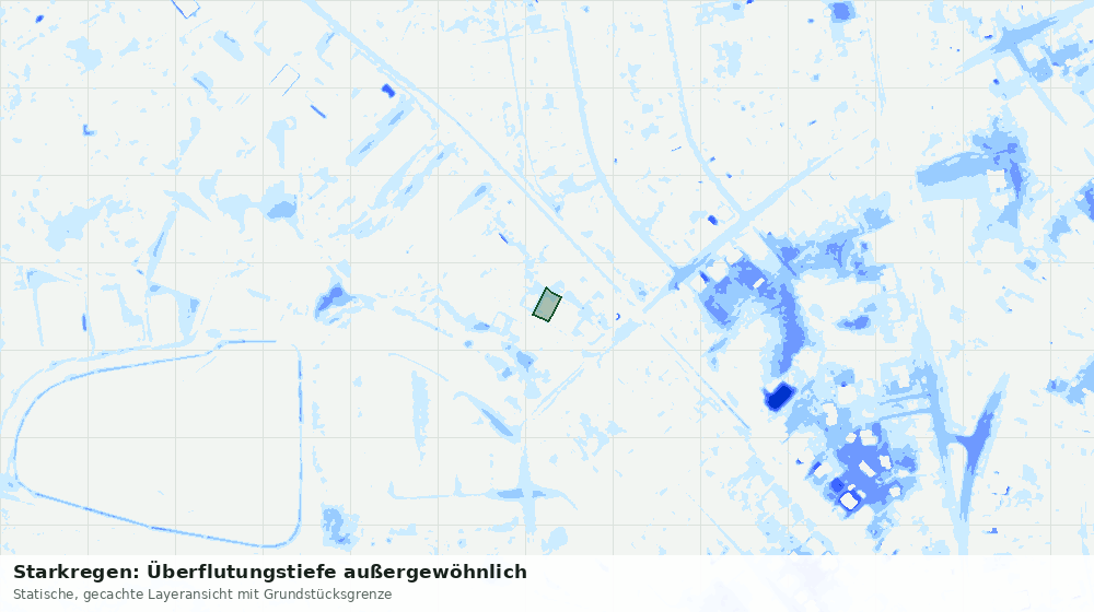Statische Kartenansicht: Starkregen: Überflutungstiefe außergewöhnlich