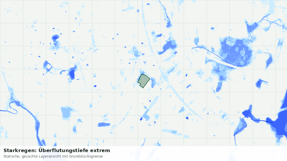 Statische Kartenansicht: Starkregen: Überflutungstiefe extrem