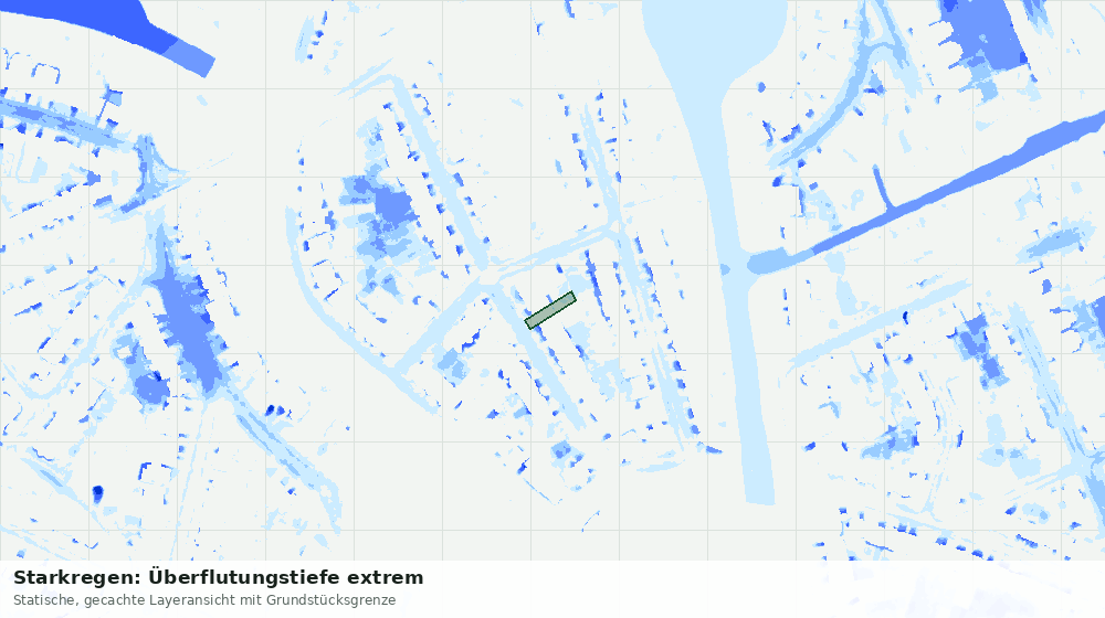 Statische Kartenansicht: Starkregen: Überflutungstiefe extrem