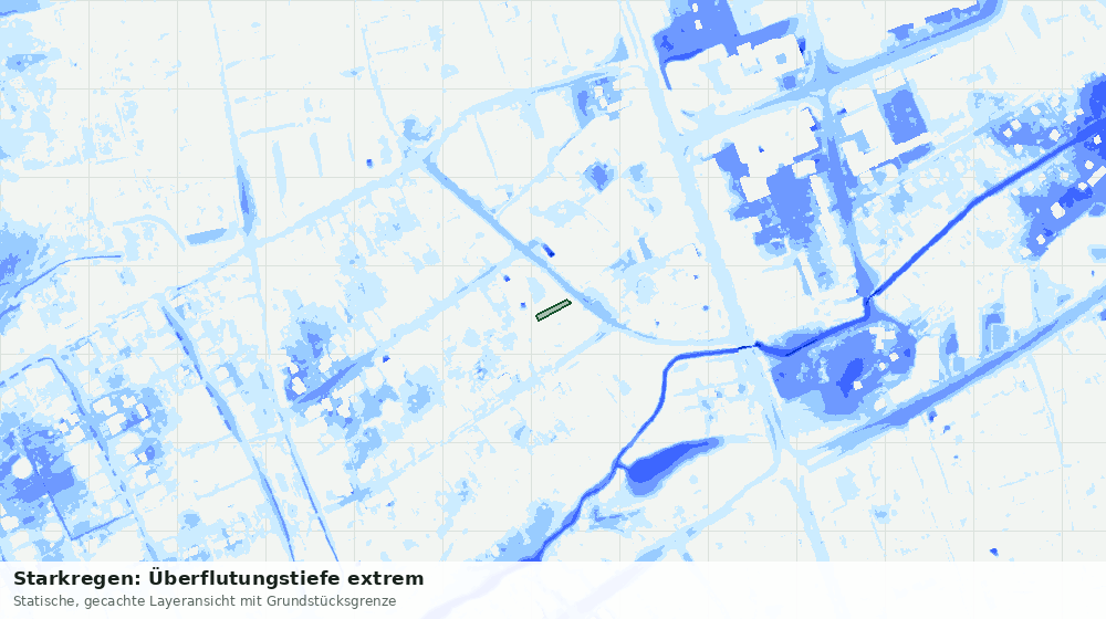 Statische Kartenansicht: Starkregen: Überflutungstiefe extrem