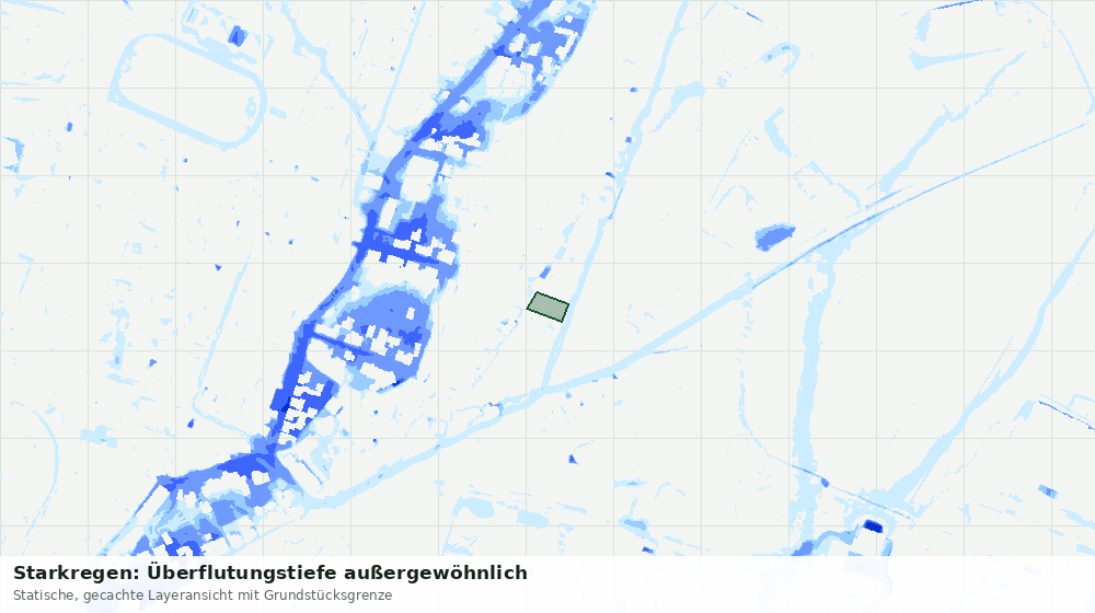 Statische Kartenansicht: Starkregen: Überflutungstiefe außergewöhnlich