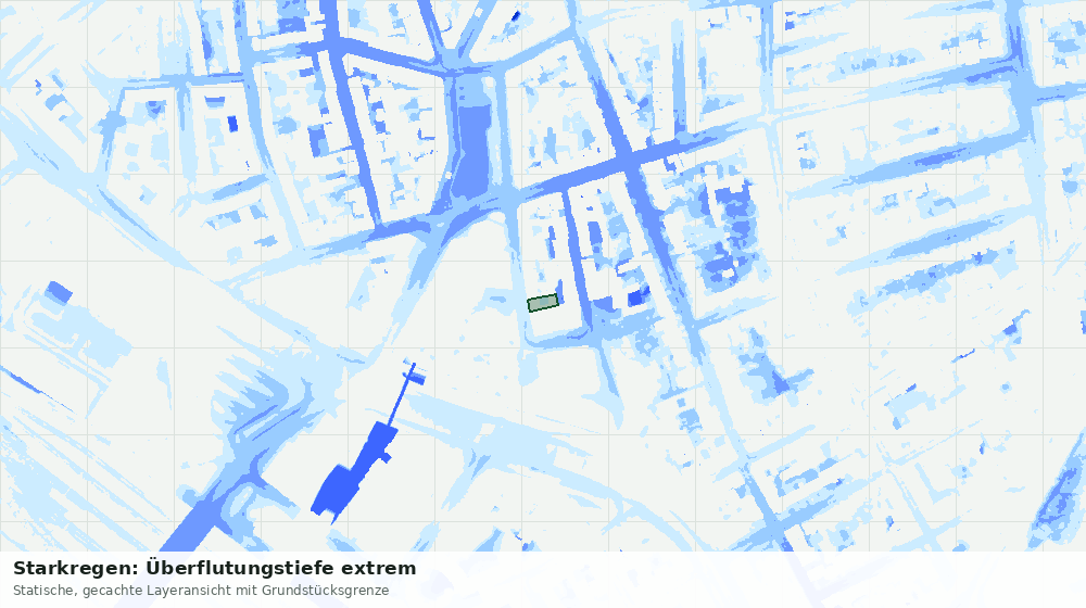 Statische Kartenansicht: Starkregen: Überflutungstiefe extrem