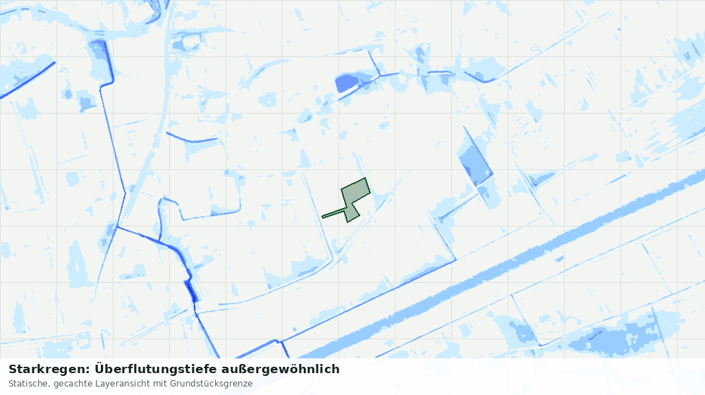 Statische Kartenansicht: Starkregen: Überflutungstiefe außergewöhnlich