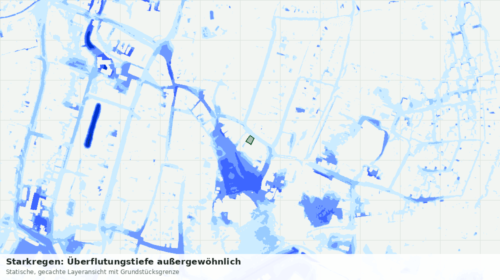 Statische Kartenansicht: Starkregen: Überflutungstiefe außergewöhnlich