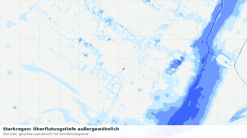 Statische Kartenansicht: Starkregen: Überflutungstiefe außergewöhnlich