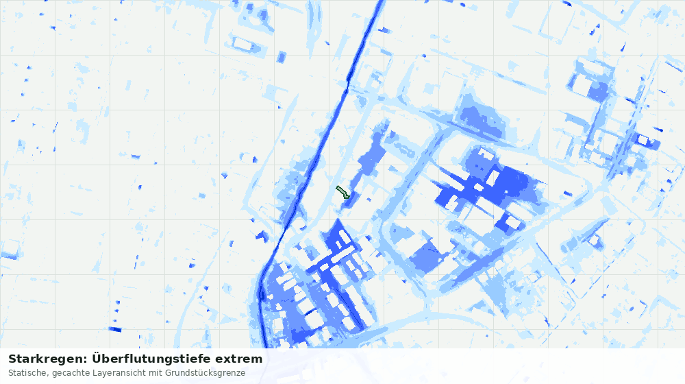 Statische Kartenansicht: Starkregen: Überflutungstiefe extrem