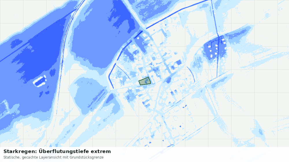 Statische Kartenansicht: Starkregen: Überflutungstiefe extrem