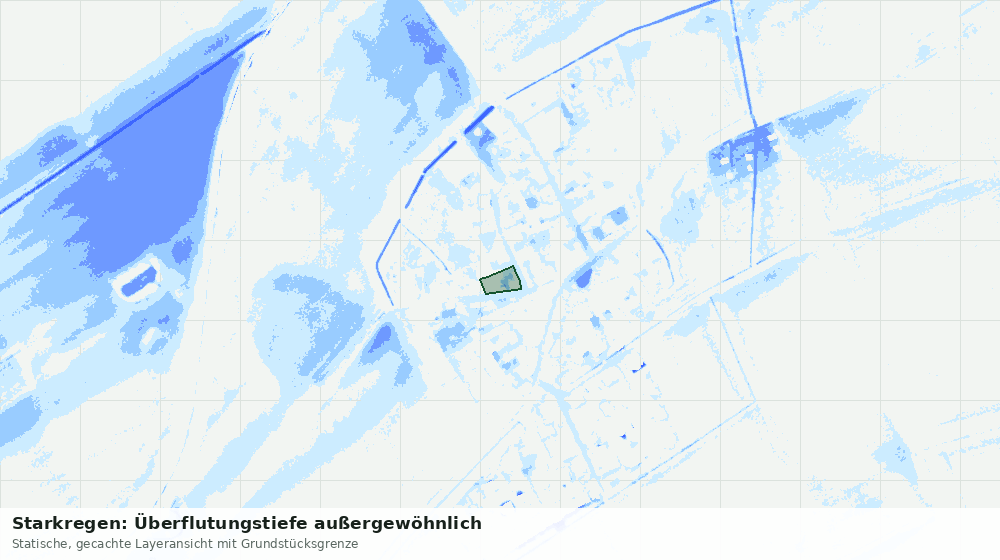 Statische Kartenansicht: Starkregen: Überflutungstiefe außergewöhnlich
