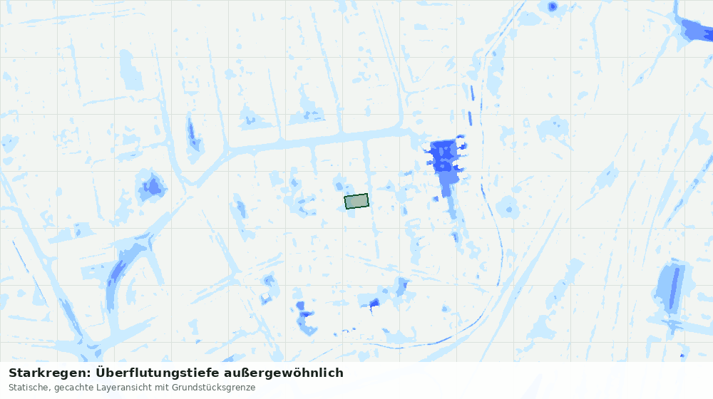 Statische Kartenansicht: Starkregen: Überflutungstiefe außergewöhnlich