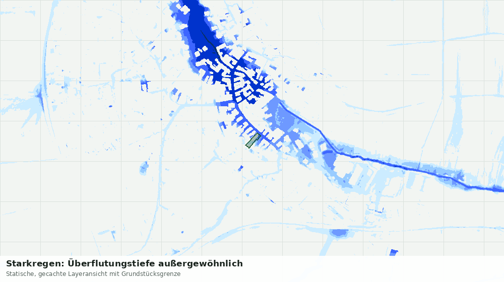 Statische Kartenansicht: Starkregen: Überflutungstiefe außergewöhnlich