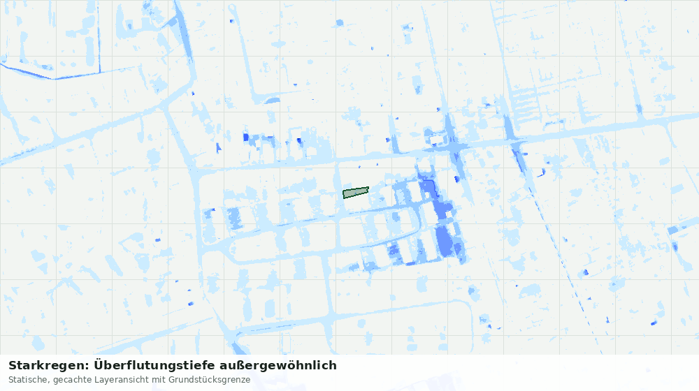 Statische Kartenansicht: Starkregen: Überflutungstiefe außergewöhnlich