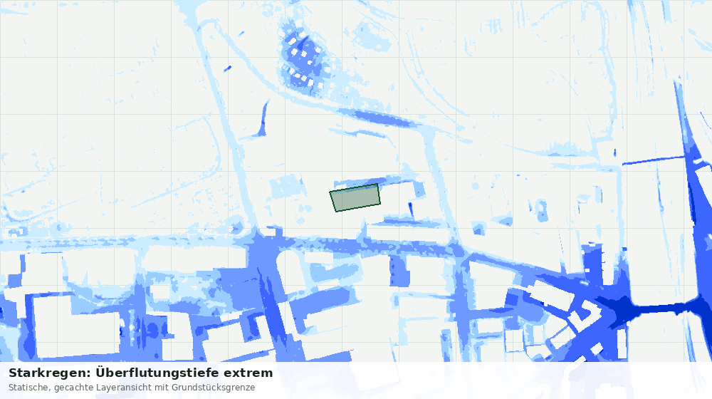 Statische Kartenansicht: Starkregen: Überflutungstiefe extrem