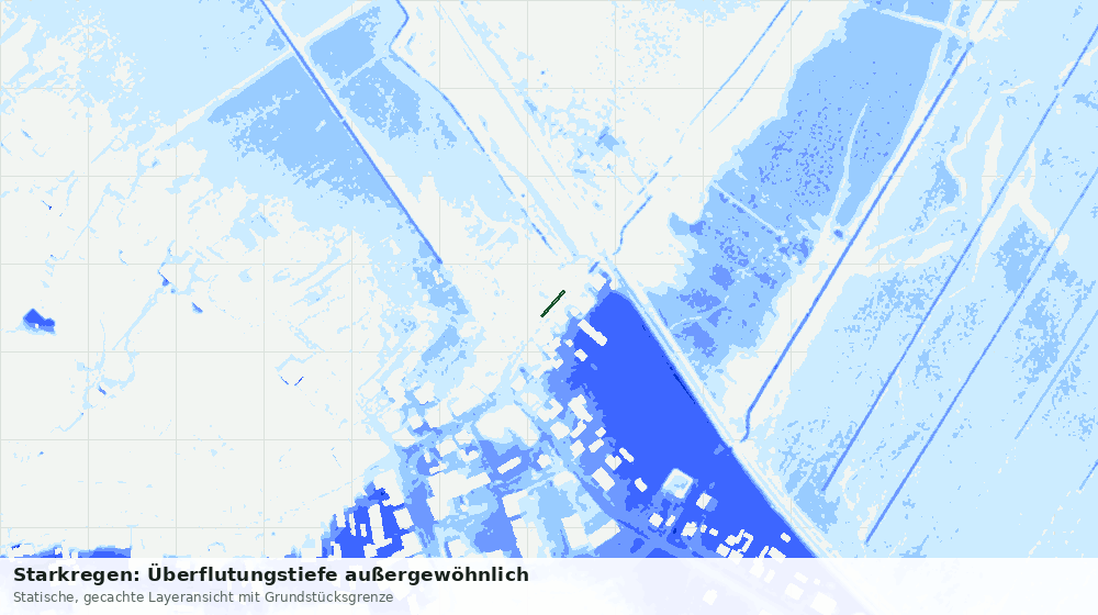 Statische Kartenansicht: Starkregen: Überflutungstiefe außergewöhnlich