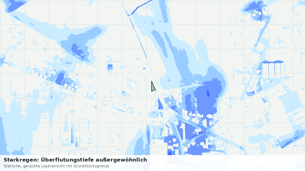 Statische Kartenansicht: Starkregen: Überflutungstiefe außergewöhnlich