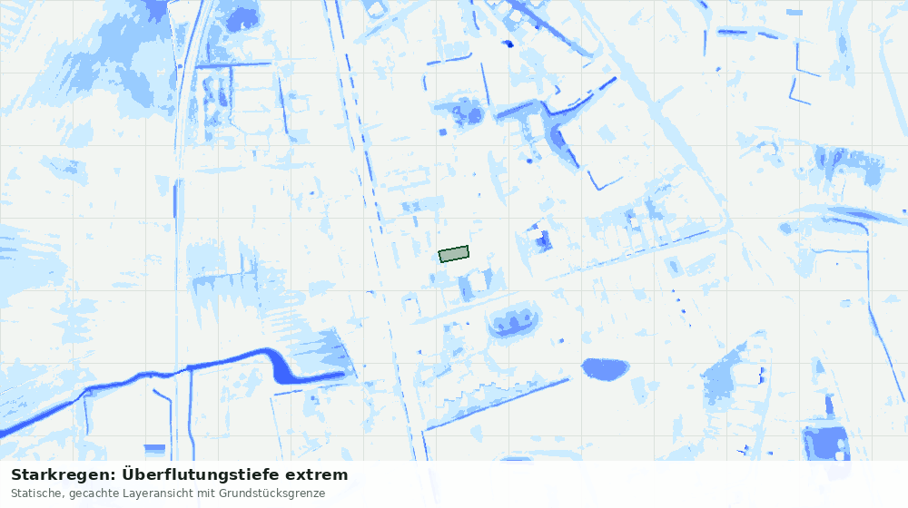 Statische Kartenansicht: Starkregen: Überflutungstiefe extrem