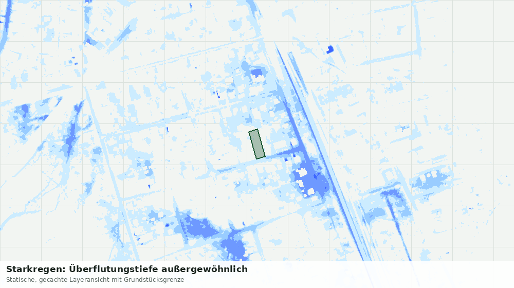 Statische Kartenansicht: Starkregen: Überflutungstiefe außergewöhnlich