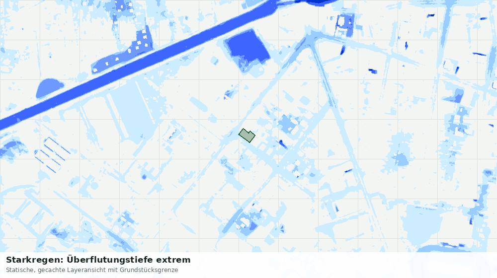 Statische Kartenansicht: Starkregen: Überflutungstiefe extrem