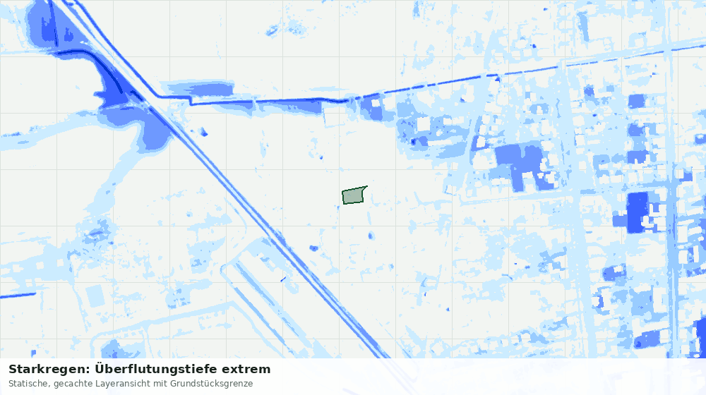 Statische Kartenansicht: Starkregen: Überflutungstiefe extrem