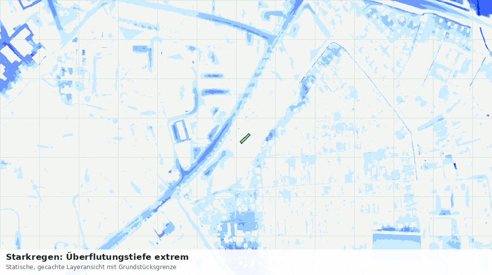Statische Kartenansicht: Starkregen: Überflutungstiefe extrem