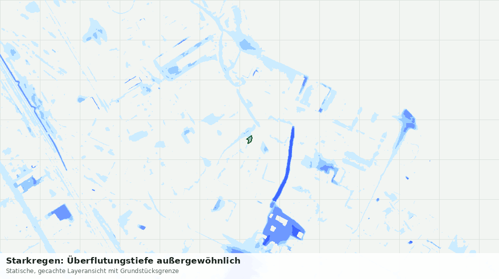Statische Kartenansicht: Starkregen: Überflutungstiefe außergewöhnlich