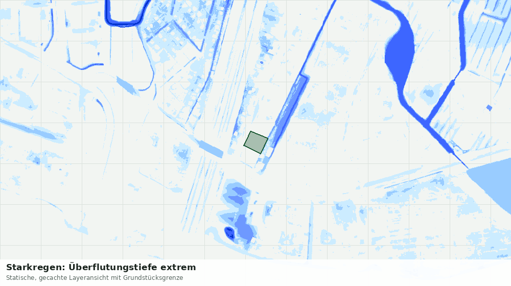 Statische Kartenansicht: Starkregen: Überflutungstiefe extrem