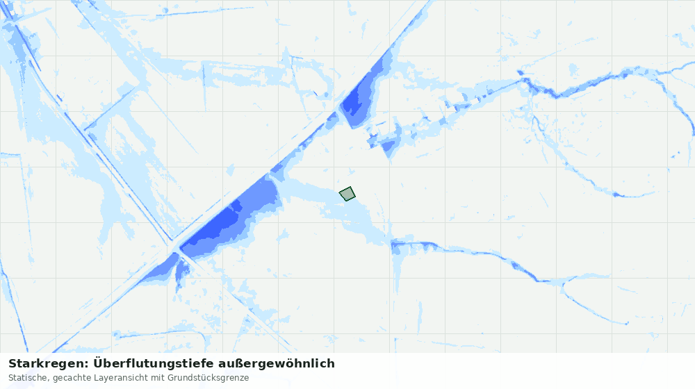 Statische Kartenansicht: Starkregen: Überflutungstiefe außergewöhnlich